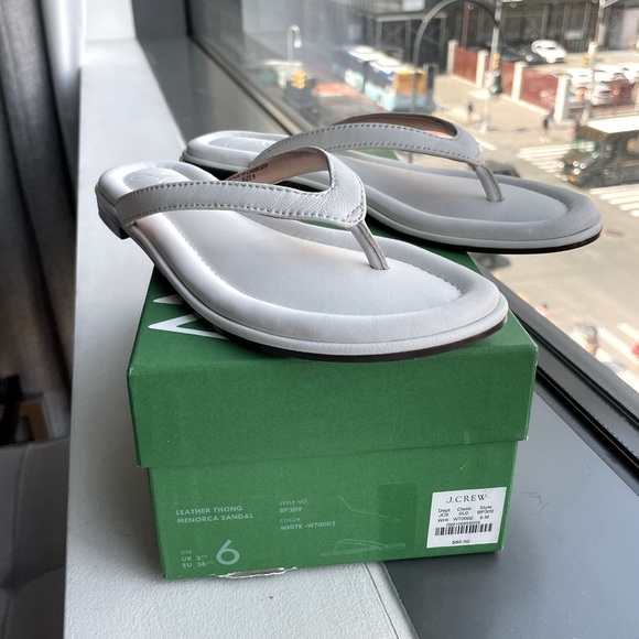 J.Crew White Leather Thong Minorca Sandal/Flip Flops - Picture 3 of 10